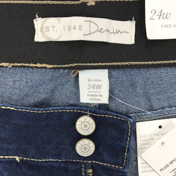 CATO Jeans Womens Size 24W Skinny Crop Stretch Waist Dark Wash Denim 42x23 NEW - Picture 6 of 15